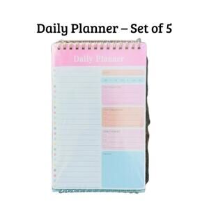 Pastel Daily Planner Notebooks - Set of 5 - Spiral Bound - New